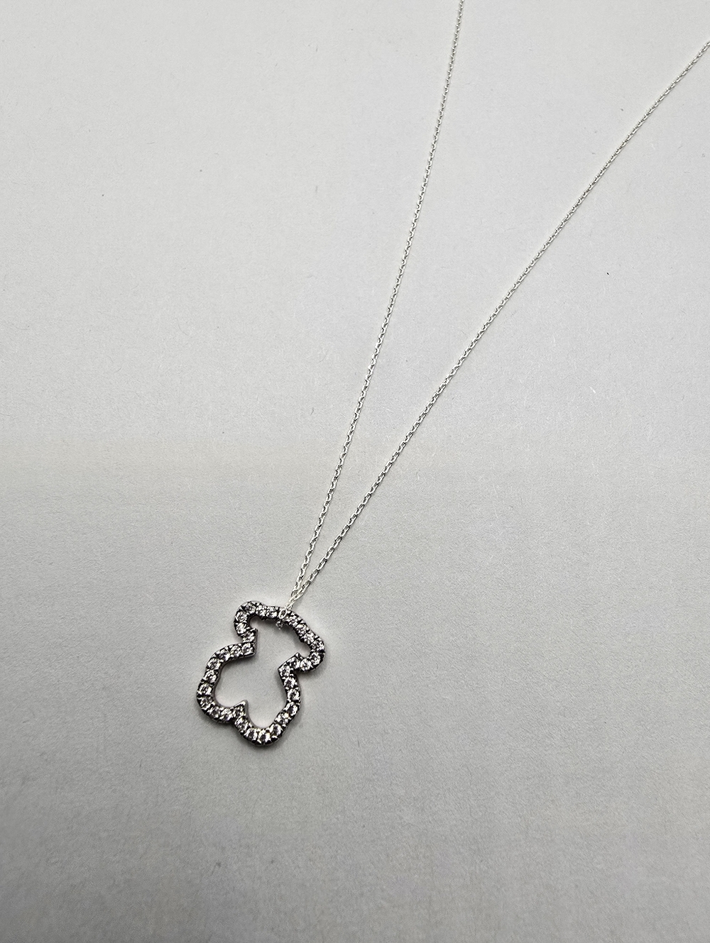 Tous Sterling Silver Silhouette Pave Necklace